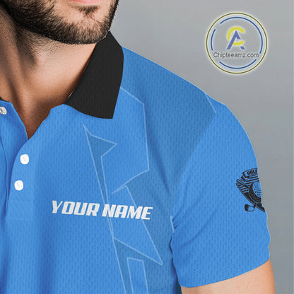 Mens golf polo shirts custom blue and black golf tops for men, best golf gifts NQS10062