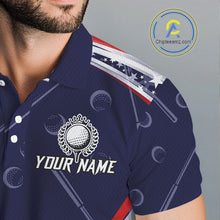 Load image into Gallery viewer, American Flag Camo Golf Polo Shirts For Men Custom patriotic mens golf shirts, golfer gifts | Navy NQS11181