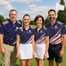 Load image into Gallery viewer, American Flag Camo Golf Polo Shirts For Men Custom patriotic mens golf shirts, golfer gifts | Navy NQS11181