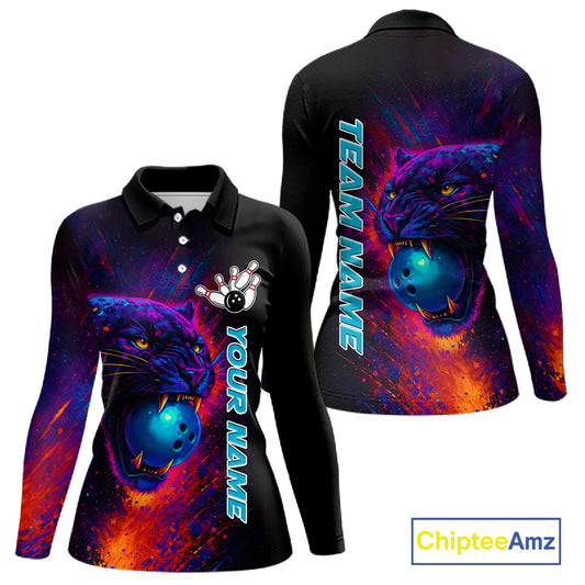 Colorful Panther Bowling Jerseys Bowling Shirt for Women Custom Bowling Team shirts for bowlers NQS11186