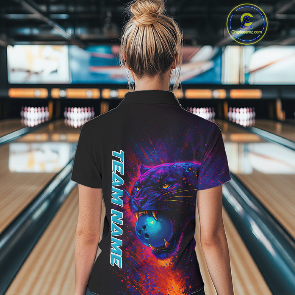 Colorful Panther Bowling Jerseys Bowling Shirt for Women Custom Bowling Team shirts for bowlers NQS11186
