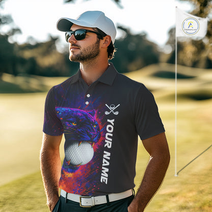 Colorful Panther Golf Polo Shirts For Men Custom Golf attire for men, Personalized team golf gifts NQS11187