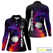 Load image into Gallery viewer, Colorful Panther Golf Polo Shirts For Women Custom ladies Golf attire, Personalized team golf gifts NQS11187