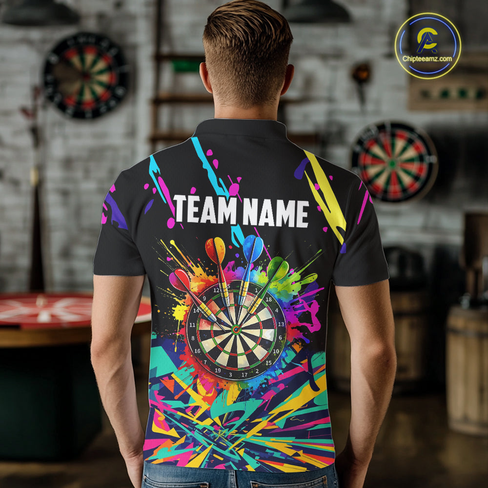 Personalized Colorful Darts Shirt For Men Custom Darts Team Jersey Polo & 1/4 Zip Shirts NQS11374