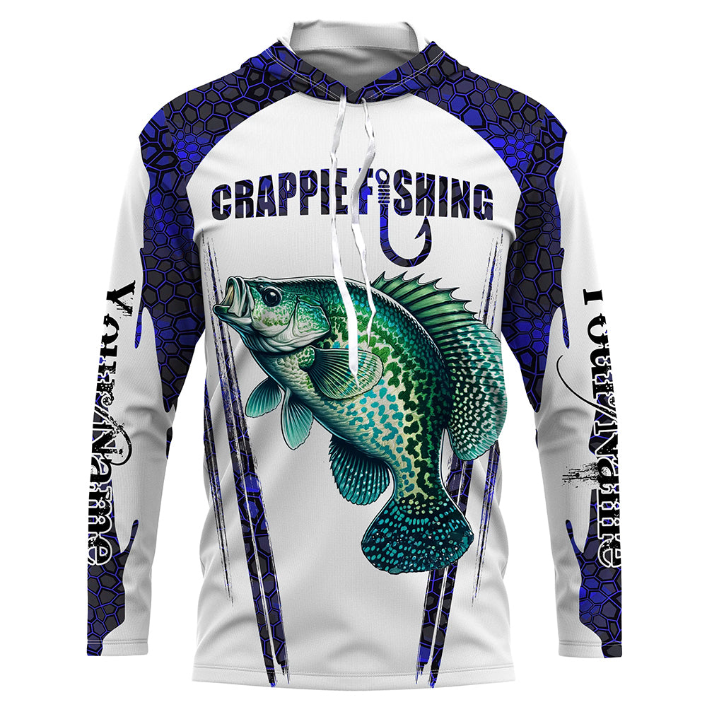 Crappie fishing blue camo Custom Funny Fishing Shirts UV Protection Gift For Fisherman NQS5650