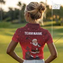 Load image into Gallery viewer, Funny Santa Golf Red Christmas snowflake pattern Women&#39;s Golf Polo shirts Custom Xmas Golf Outfits NQS10993