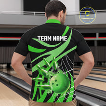Load image into Gallery viewer, Green flame bowling 1/4 zip, mens polo bowling shirts Custom Team bowling shirts for men NQS11394