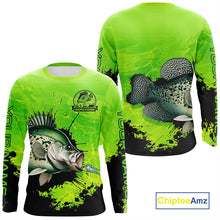 Load image into Gallery viewer, Personalized Crappie fishing Performance long sleeve Fishing Shirts, Crappie fishing jerseys | Green NQS11193