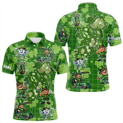 Personalized Green Shamrock Lucky Men golf polo shirts custom St patrick Day golf tops for mens NQS9327