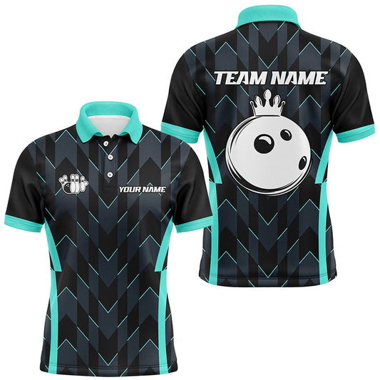 Bowling Polo, Quarter zip shirt for men custom camo bowling Team jerseys, gift for bowler | Turquoise NQS8201