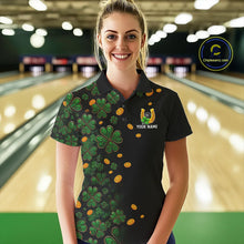 Load image into Gallery viewer, Personalized Green Clover St Patrick&#39;s Day pattern Bowling Shirts For Women, Team Bowling Jerseys NQS11206