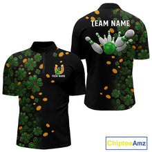 Load image into Gallery viewer, Personalized Green Clover St Patrick&#39;s Day pattern Bowling Shirts For Men, Team Bowling Jerseys NQS11206