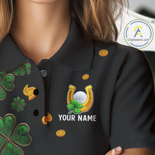 Load image into Gallery viewer, Personalized Green Clover St Patrick&#39;s Day pattern Golf Polo Shirts For Women, Best ladies golf wear NQS11207