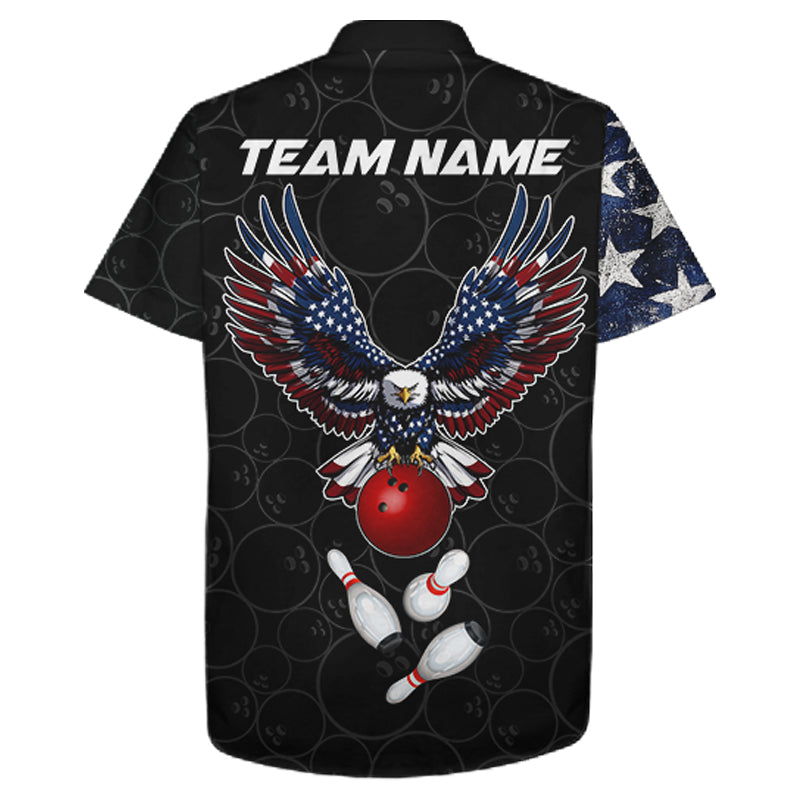 American Flag Eagle Hawaiian bowling shirts Custom patriotic team bowling jerseys, gift for bowlers NQS11406