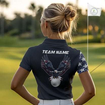 American Flag Eagle Womens Golf Polo Shirts Custom patriotic golf shirts for ladies golf apparel NQS11407