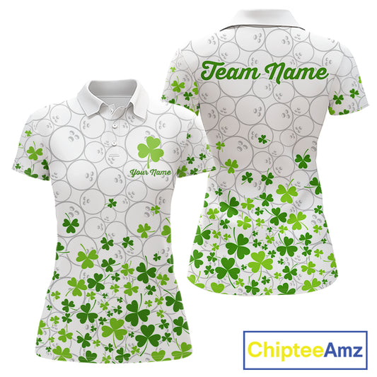 Custom Green shamrock pattern matching bowling shirt for couples custom St. Patrick's day team jersey NQS11611