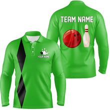 Load image into Gallery viewer, Personalized Retro Bowling Polo, Quarter Zip Shirts For Men custom vintage bowling team jersey | Green NQS8002