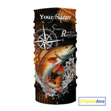 Load image into Gallery viewer, Personalized Black and Red Redfish fishing scales compass Performance long sleeve Fishing Team Shirts NQS11217