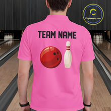 Load image into Gallery viewer, Personalized Retro Bowling Polo, Quarter Zip Shirts For Men custom vintage bowling team jersey | Pink NQS11012