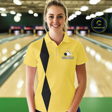 Load image into Gallery viewer, Personalized Retro Bowling Polo, 1/4 Zip Shirt For Women custom vintage bowling team jersey | Yellow NQS11013