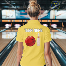 Load image into Gallery viewer, Personalized Retro Bowling Polo, 1/4 Zip Shirt For Women custom vintage bowling team jersey | Yellow NQS11013