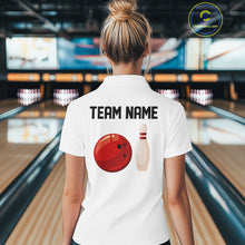 Load image into Gallery viewer, Personalized Retro Bowling Polo, 1/4 Zip Shirt For Women custom vintage bowling team jersey | White NQS11014