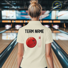 Load image into Gallery viewer, Personalized Retro Bowling Polo, 1/4 Zip Shirt For Women custom vintage bowling team jersey | Beige NQS11015