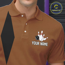 Load image into Gallery viewer, Personalized Retro Bowling Polo, 1/4 Zip Shirts For Men custom vintage bowling team jersey | Brown NQS11016