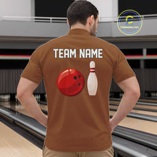 Load image into Gallery viewer, Personalized Retro Bowling Polo, 1/4 Zip Shirts For Men custom vintage bowling team jersey | Brown NQS11016