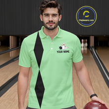 Load image into Gallery viewer, Personalized Retro Bowling Polo, 1/4 Zip Shirt For Men custom vintage bowling team jersey| Mint Green NQS11018