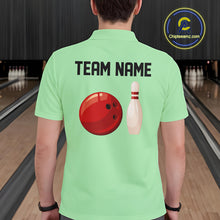 Load image into Gallery viewer, Personalized Retro Bowling Polo, 1/4 Zip Shirt For Men custom vintage bowling team jersey| Mint Green NQS11018