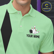 Load image into Gallery viewer, Personalized Retro Bowling Polo, 1/4 Zip Shirt For Men custom vintage bowling team jersey| Mint Green NQS11018