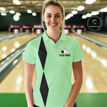 Load image into Gallery viewer, Personalized Retro Women Bowling Polo, 1/4 Zip Shirts custom vintage bowling team jersey | Mint Green NQS11018