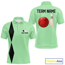 Load image into Gallery viewer, Personalized Retro Bowling Polo, 1/4 Zip Shirt For Men custom vintage bowling team jersey| Mint Green NQS11018
