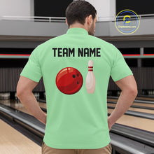 Load image into Gallery viewer, Personalized Retro Bowling Polo, 1/4 Zip Shirt For Men custom vintage bowling team jersey| Mint Green NQS11018