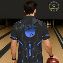Load image into Gallery viewer, Black and Blue Bowling Hawaiian Shirts Custom Bowling Crown Team Jerseys Outfits NQS11221