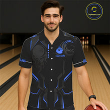 Load image into Gallery viewer, Black and Blue Bowling Hawaiian Shirts Custom Bowling Crown Team Jerseys Outfits NQS11221