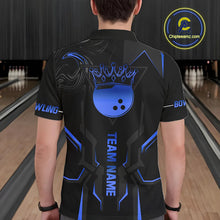 Load image into Gallery viewer, Black and Blue Bowling Polo, Quarter Zip Shirts For Men Custom Bowling Crown Team Jerseys Outfits NQS11221