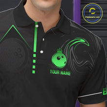 Load image into Gallery viewer, Black and Green Bowling Polo, Quarter Zip Shirts For Men Custom Bowling Crown Team Jerseys Outfits NQS11222