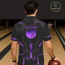 Load image into Gallery viewer, Black and Purple Bowling Hawaiian Shirts Custom Bowling Crown Team Jerseys Outfits NQS11223