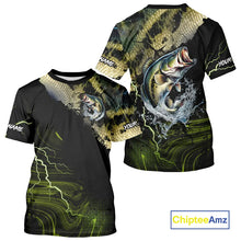 Load image into Gallery viewer, Personalized Largemouth Bass Fishing jerseys, Bass scales lightning thunder tournament fishing shirts NQS11226