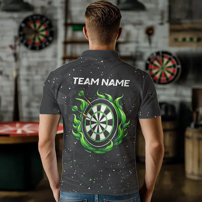 Black and Green Cobra Snake Darts Polo, Quarter Zip Shirts For Men Custom Name Darts Team Jerseys NQS9656