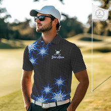 Load image into Gallery viewer, Blue snowflake black camo Christmas Golf Polo shirts For Men custom golf outfit men, best golf gifts NQS11029