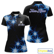 Load image into Gallery viewer, Blue snowflake black camo Christmas Women Golf Polo shirts custom ladies golf outfit, best golf gifts NQS11029