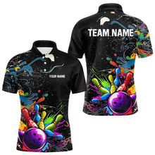 Load image into Gallery viewer, Colorful Splash Bowling Polo, Quarter Zip Shirt for Men Custom Bowling Team shirts for bowlers NQS9146
