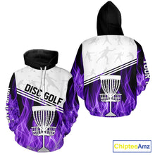 Load image into Gallery viewer, Purple Flame Disc Golf Hoodies, Polos, T-shirts custom disc golf jersey, personalized disc golf outfits NQS11231