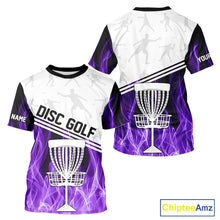 Load image into Gallery viewer, Purple Flame Disc Golf Hoodies, Polos, T-shirts custom disc golf jersey, personalized disc golf outfits NQS11231