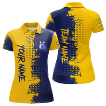 Load image into Gallery viewer, Blue and Yellow Bowling Polo, Quarter Zip shirts for Women Custom Bowling Team Jerseys NQS9354