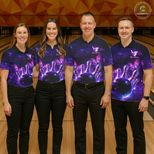 Load image into Gallery viewer, Custom Purple Galaxy Butterfly Bowling Shirts For Women, Bowling Team Shirt With Butterflies NQS11627