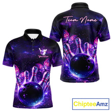 Load image into Gallery viewer, Custom Purple Galaxy Butterfly Bowling Shirts For Men, Bowling Team Shirt With Butterflies NQS11627